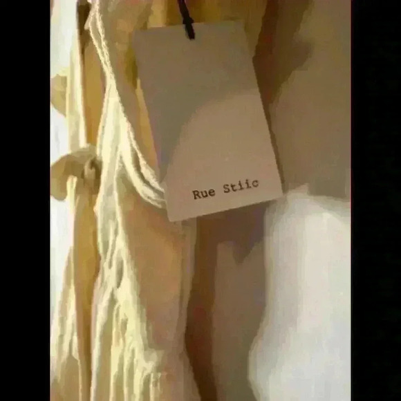 Rue Stiic Anthropologie Linen Ruffle Mini Dress Size L Boho Cream - Picture 8 of 9